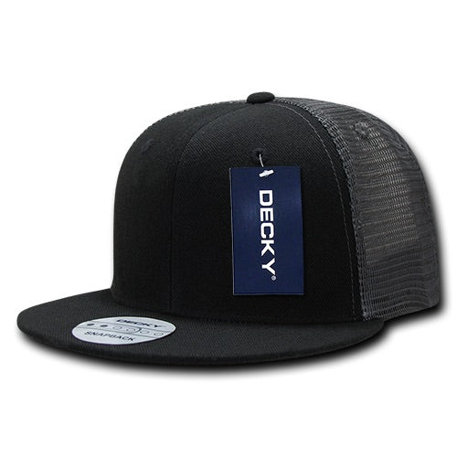 Lot of 6 Decky 6-Panel Trucker Flat Bill Snapback Hats Mesh Bulk