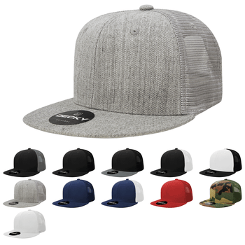 Decky 1052 Blank 6 Panel Trucker Hat, Flat Bill Snapback - 1052