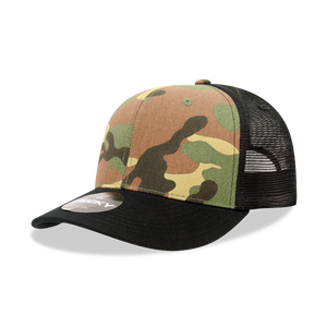 Decky 1054 Camo Curve Bill Trucker Hat, 6 Panel Camo Trucker Cap - 