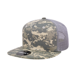 Decky 1055 - Camo Flat Bill Trucker Hat, Camouflage 6 Panel Trucker Cap - Picture 2 of 17