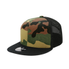 Decky 1055 Camo Flat Bill Trucker Hat, Camouflage 6 Panel Trucker Cap
