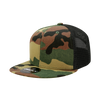 Decky 1055 Camo Flat Bill Trucker Hat, Camouflage 6 Panel Trucker Cap