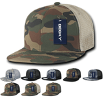 Decky 1055 - Camo Flat Bill Trucker Hat, Camouflage 6 Panel Trucker Cap - Picture 1 of 17