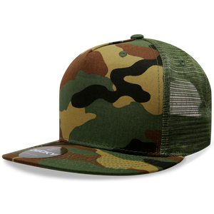 Decky 1063 5 Panel Trucker Cap, Snapback Flat Bill Hat - 