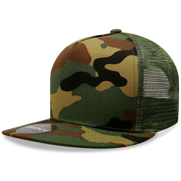 Decky 1063 5 Panel Trucker Cap, Snapback Flat Bill Hat - CASE Pricing