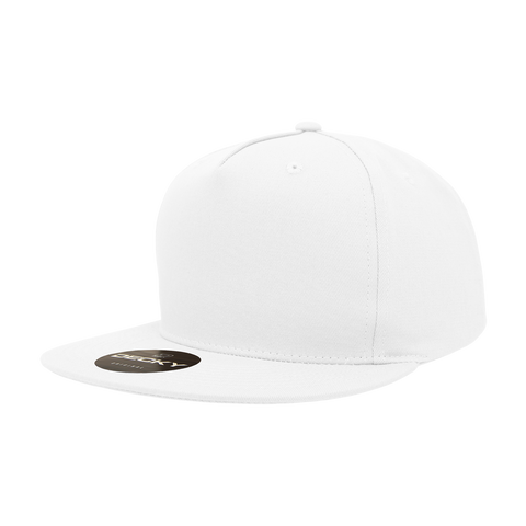 Decky 1064G - 5 Panel Cotton Snapback Hat, Flat Bill Cap with Green Undervisor