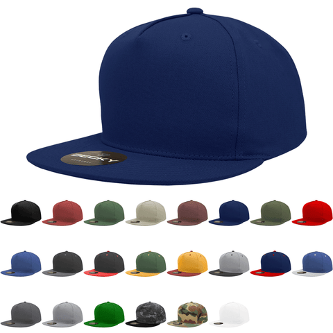 Decky 1064 - 5 Panel Flat Bill, Cotton Snapback Hats - 1064