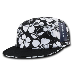 Decky 1070 5-Panel Floral Tropical Racer Racing Jockey Hat Camper Cap Solid Bill - 
