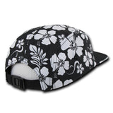 Decky 1070 5-Panel Floral Tropical Racer Racing Jockey Hat Camper Cap Solid Bill