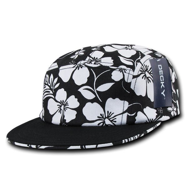 Decky 1070 5-Panel Floral Tropical Racer Racing Jockey Hat Camper Cap Solid Bill