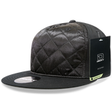 Decky 1073 5 Panel Quilted Snapback Hat, Structured Flat Bill Cap