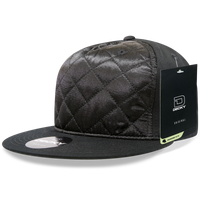 Decky 1073 5 Panel Quilted Snapback Hat, Structured Flat Bill Cap