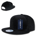 Decky 1076 - Corduroy Snapback Hat, 6 Panel Flat Bill Cap - Picture 4 of 12