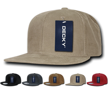 Lot of 6 Decky Corduroy Snapback Hats Flat Bill Caps Bulk