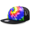 Decky 1079 5 Panel Tie Dye Trucker Hat, Tiedye Flat Bill Hat, Snapback