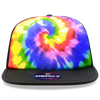 Decky 1079 5 Panel Tie Dye Trucker Hat, Tiedye Flat Bill Hat, Snapback
