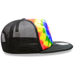 Decky 1079 5 Panel Tie Dye Trucker Hat, Tiedye Flat Bill Hat, Snapback