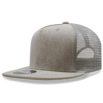 Decky 1082 - 5 Panel Denim Trucker Hat, Flat Bill Mesh Back Cap - Picture 9 of 20