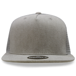 Decky 1082 - 5 Panel Denim Trucker Hat, Flat Bill Mesh Back Cap - Picture 10 of 20