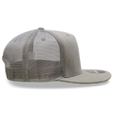 Decky 1082 5 Panel Denim Trucker Hat, Flat Bill Mesh Back Cap