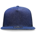 Decky 1082 5 Panel Denim Trucker Hat, Flat Bill Mesh Back Cap - CASE Pricing