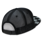 Checker Bill Trucker Snapback Hat, Flat Bill Check Pattern Cap - Decky 1085