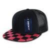 Decky 1085 Checker Bill Trucker Snapback Hat, Flat Bill Check Pattern Cap