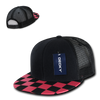 Decky 1085 Checker Bill Trucker Snapback Hat, Flat Bill Check Pattern Cap