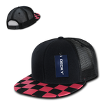 Checker Bill Trucker Snapback Hat, Flat Bill Check Pattern Cap - Decky 1085 - Picture 8 of 14