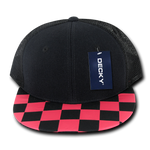 Checker Bill Trucker Snapback Hat, Flat Bill Check Pattern Cap - Decky 1085 - Picture 10 of 14