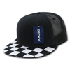 Decky 1085 Checker Bill Trucker Snapback Hat, Flat Bill Check Pattern Cap