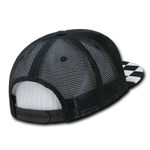Decky 1085 Checker Bill Trucker Snapback Hat, Flat Bill Check Pattern Cap