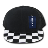 Checker Bill Trucker Snapback Hat, Flat Bill Check Pattern Cap - Decky 1085