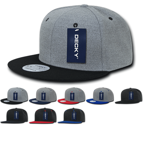 Decky 1087 - Melton Wool Snapback Hat, 6 Panel Melton Snapback Cap