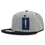 Decky 1092 - Heather Grey Snapback, 6 Panel Flat Bill Hat - Picture 4 of 12