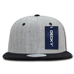 Decky 1092 - Heather Grey Snapback, 6 Panel Flat Bill Hat - Picture 7 of 12