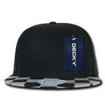 Decky 1095 - Checkered Bill Snapback Hat, 6 Panel Flat Bill Check Pattern Cap - CASE Pricing - Picture 12 of 20