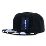 Decky 1095 Checkered Bill Snapback Hat, 6 Panel Flat Bill Check Pattern Cap - CASE Pricing