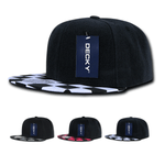 Decky 1095 - Checkered Bill Snapback Hat, 6 Panel Flat Bill Check Pattern Cap - CASE Pricing - Picture 1 of 20