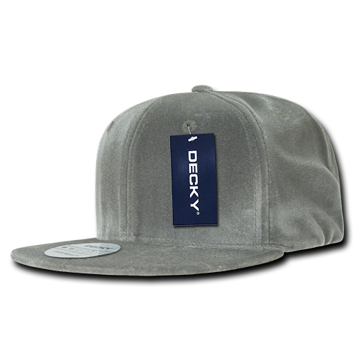 Decky 1097 Velvet Snapback Hat, 6 Panel Velvet Flat Bill Cap