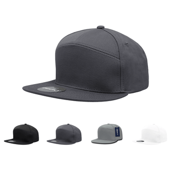 Decky 1098 7 Panel Flat Bill Hat, Snapback, 7 Panel High Profile Structured Cap