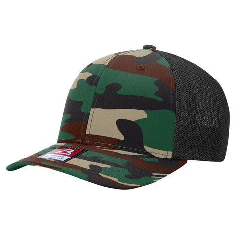 Richardson 110 Fitted Trucker with R-Flex - Army Camo/ Black - S/M