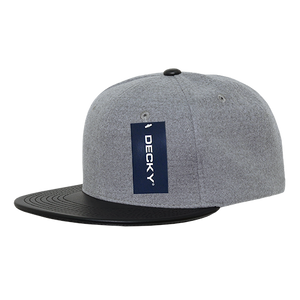 Decky 1115 Melton Vinyl Snapback, 6 Panel Vinyl Flat Bill Cap - 