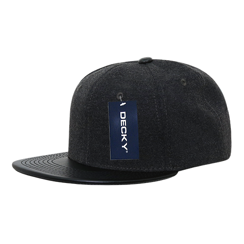 Decky 1115 Melton Vinyl Snapback, 6 Panel Vinyl Flat Bill Cap