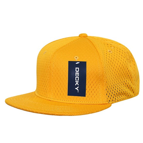 Decky 1128 - Mesh Jersey Snapback Hat, Flat Bill Cap