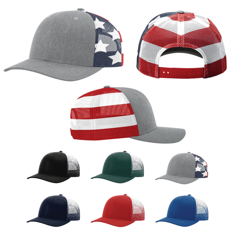112 Heather Grey / Black Richardson Adjustable Snapback Trucker Hat – Blank  Wholesale Hats