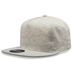 Decky 1132 5 Panel Heather Jersey Knit Cap Snapback Hat Flat Bill - 
