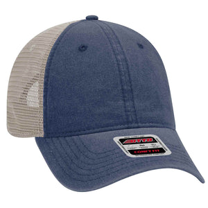 Otto 6 Panel Low Pro Mesh Back Trucker Hat, Garment Washed Pigment Dyed Dad Cap - 121-1202 - 