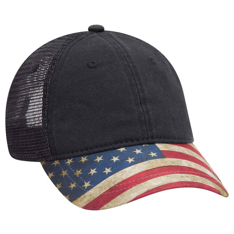 Otto 6 Panel Low Pro Mesh Back Trucker Cap, USA Flag Hat, America - 121-1281