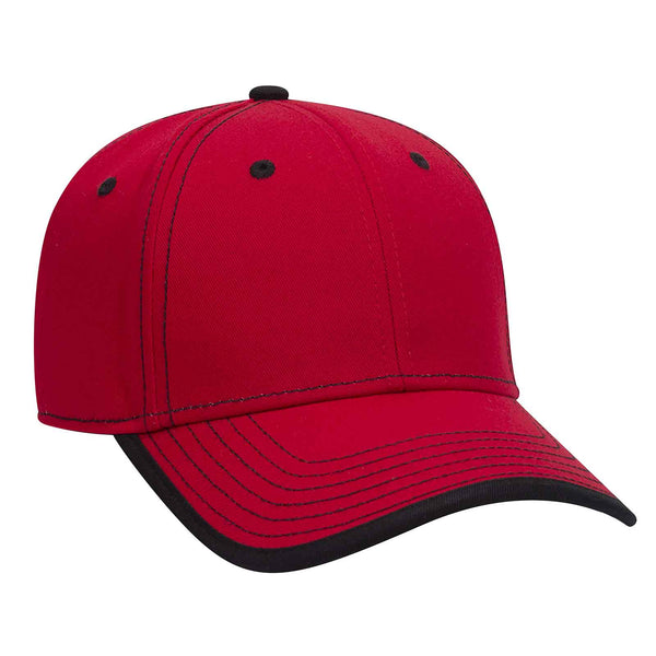 Otto 6 Panel Low Profile Baseball Cap, Cotton Twill Trim Visor w/ Contrast Stitch - 147-1071